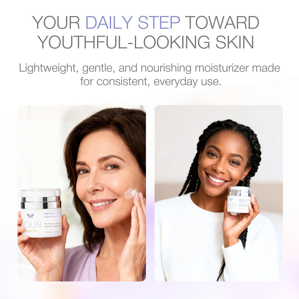 YOUN Beauty on bathroom vanity lifestyle scene promoting daily routine use