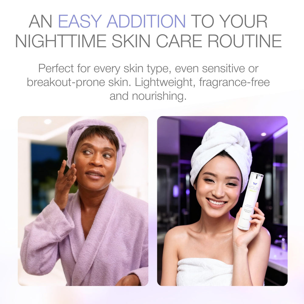 YOUN Beauty jar in hand showing 50ml scale for size and travel convenience