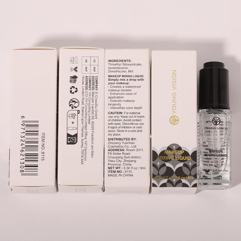 YOUNG VISION label and ingredients close-up highlights cosmetic-grade formulation