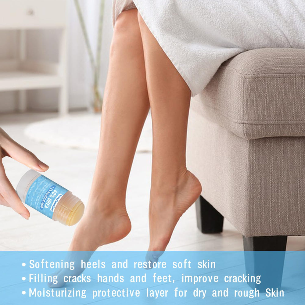 YOUNGYOUNGLOVE applied to heel demonstrating targeted callus care