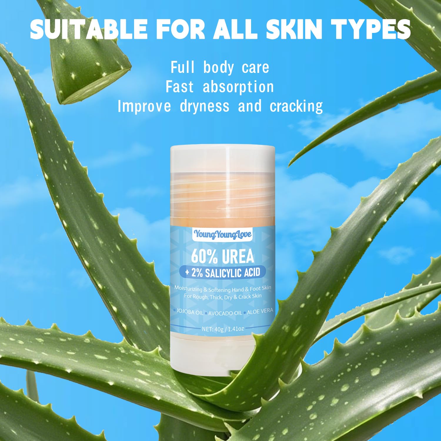 YOUNGYOUNGLOVE ingredient collage with aloe and avocado for nourishment