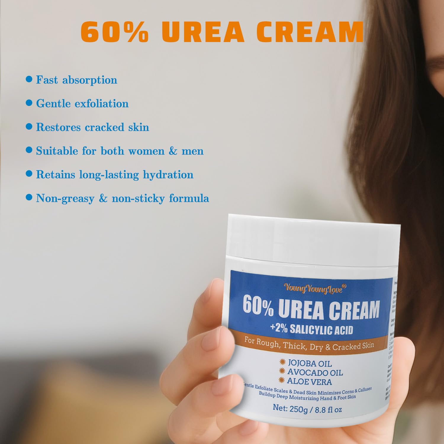 YOUNGYOUNGLOVE cream texture close-up highlighting fast absorption