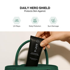 Y'OUR packaging label detail highlighting ingredients and SPF benefit