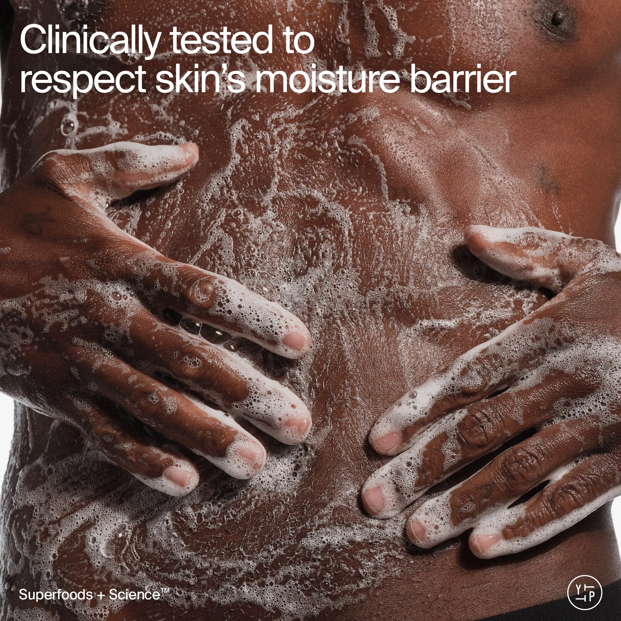 Youth To The People hand pouring wash in shower for easy application