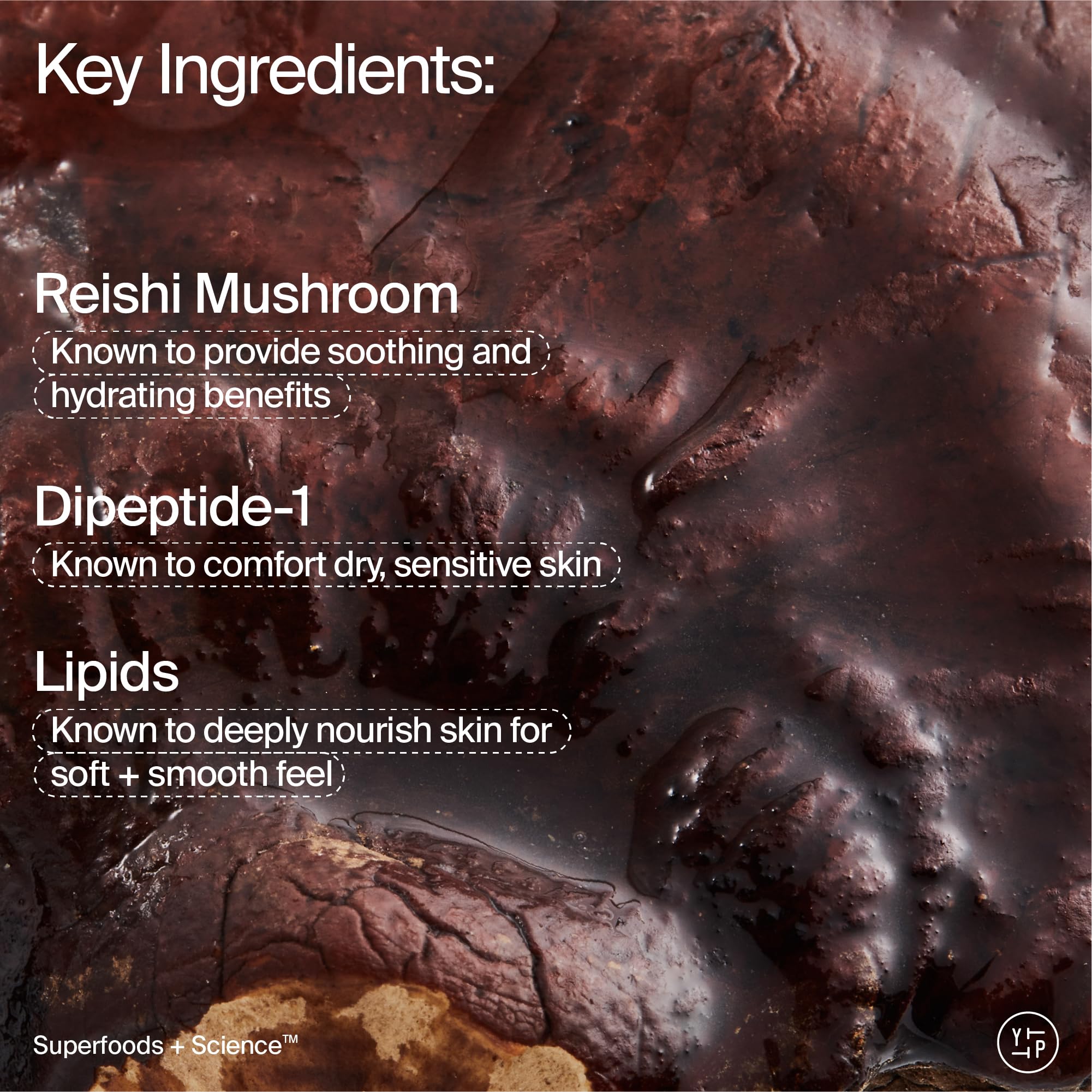 Youth To The People reishi mushroom ingredient shot showing soothing benefit