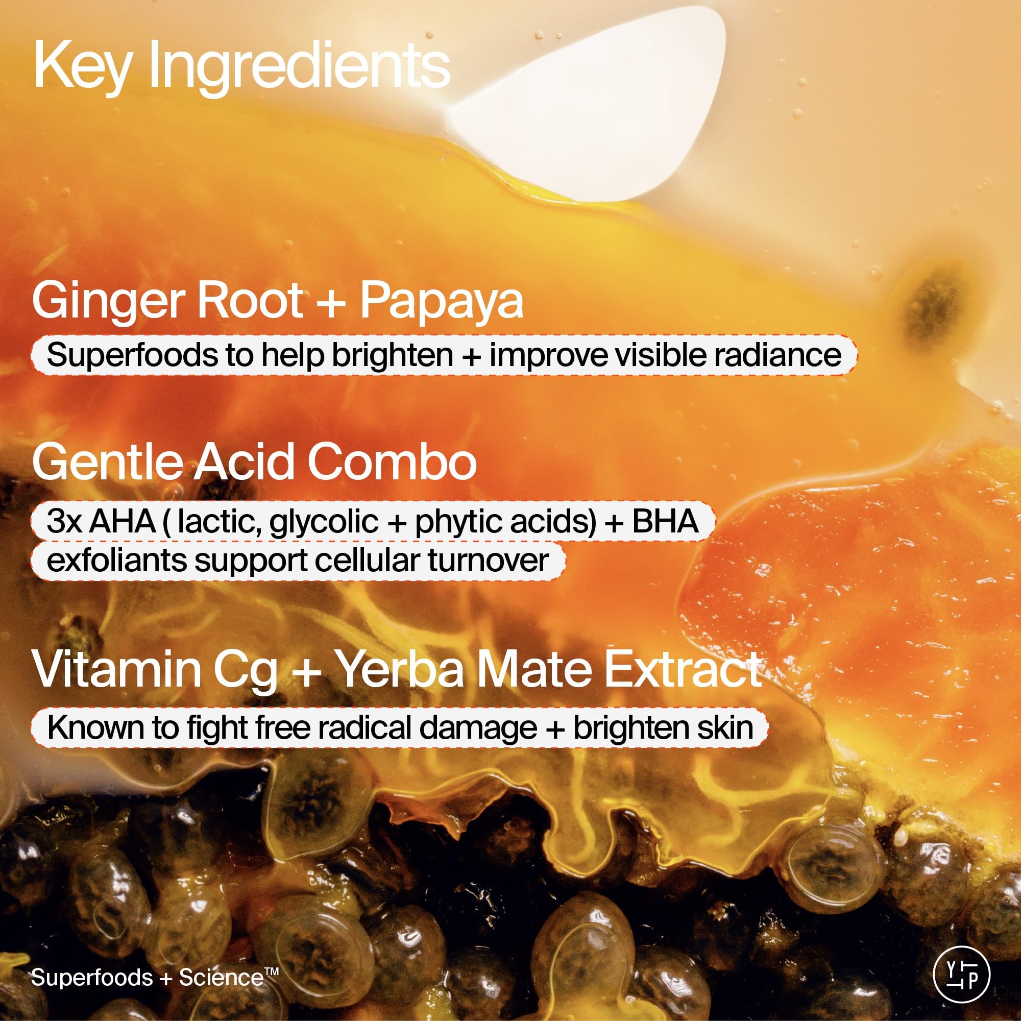 Youth To The People papaya and botanicals flatlay highlighting natural brightening ingredients