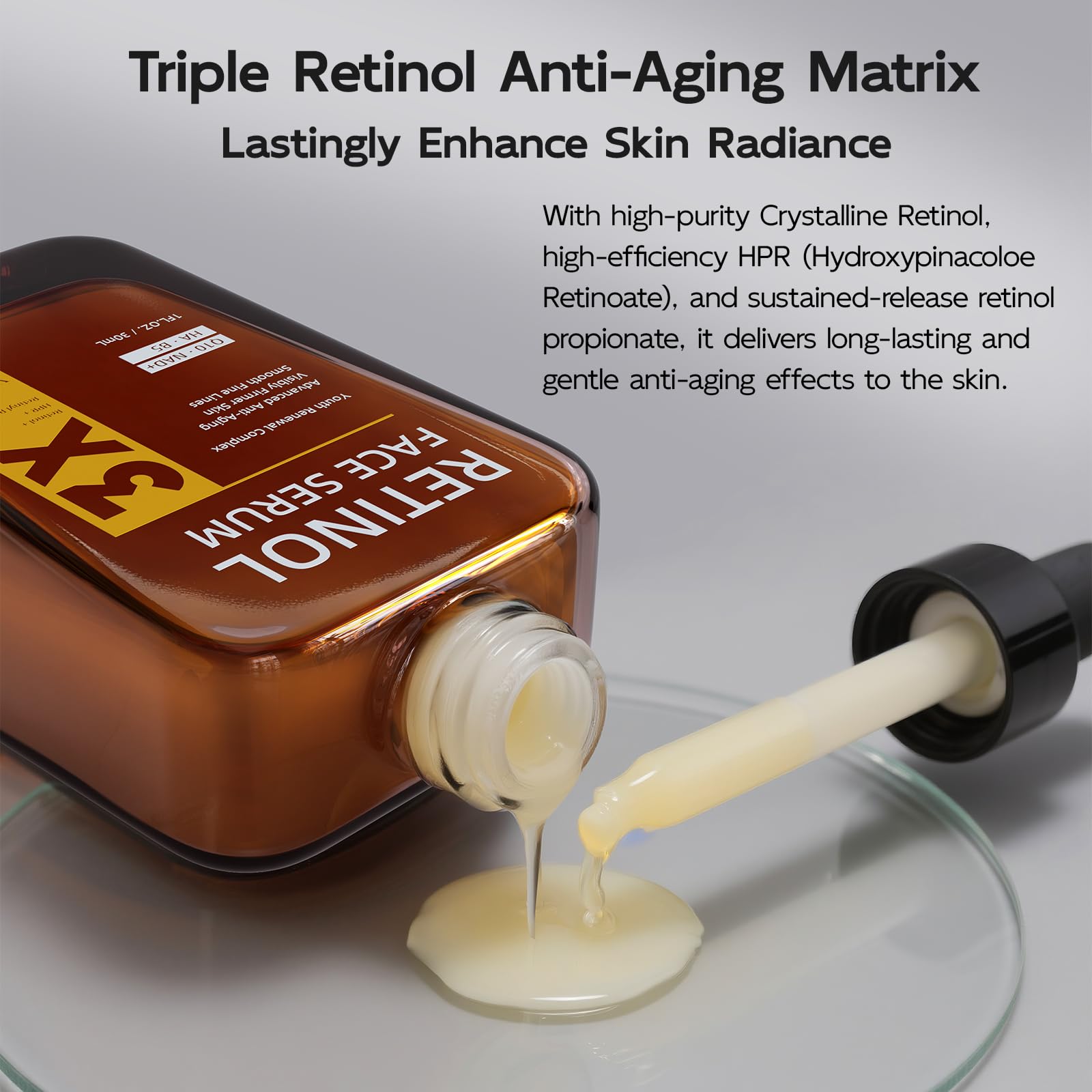 YouthVibe pipette dispensing serum drop demonstrating lightweight absorption benefit