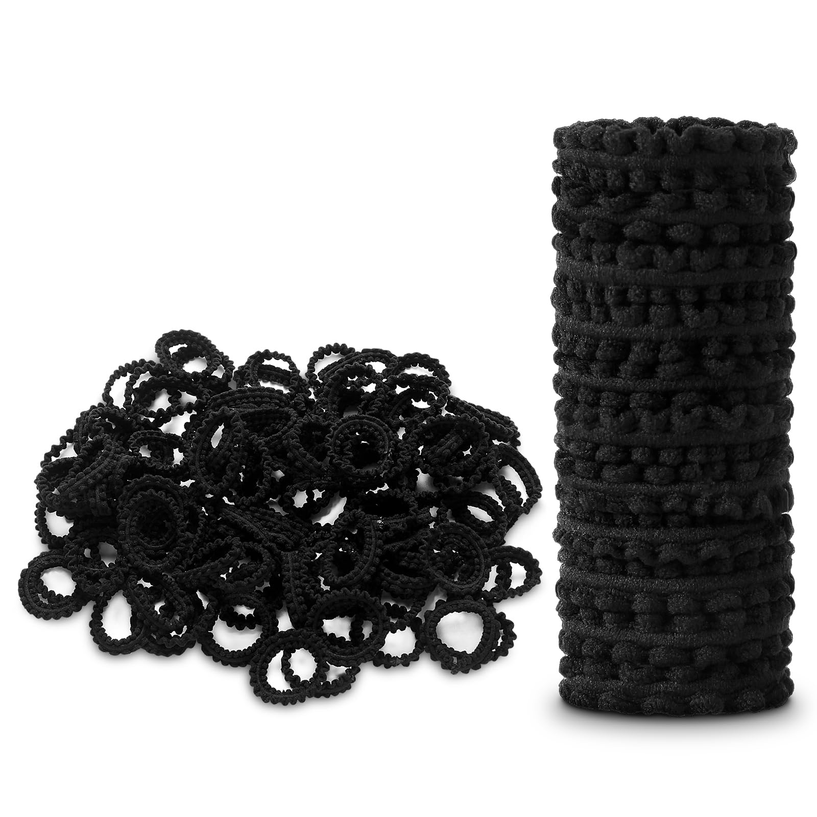 YOUXUAN front packaging showing 100 black mini elastics and convenience