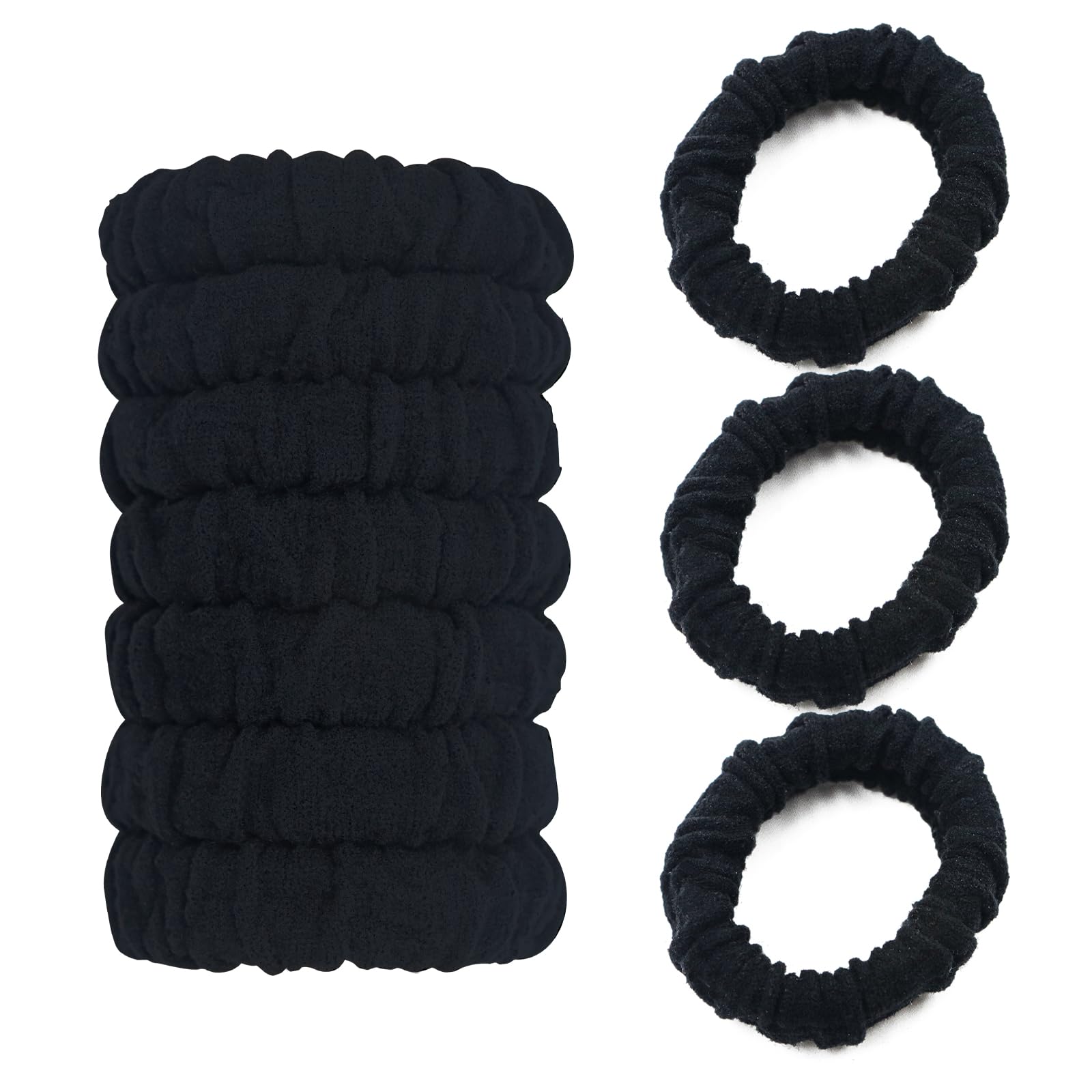 YOUXUAN black scrunchies front view showing neat pack and versatile styling benefit