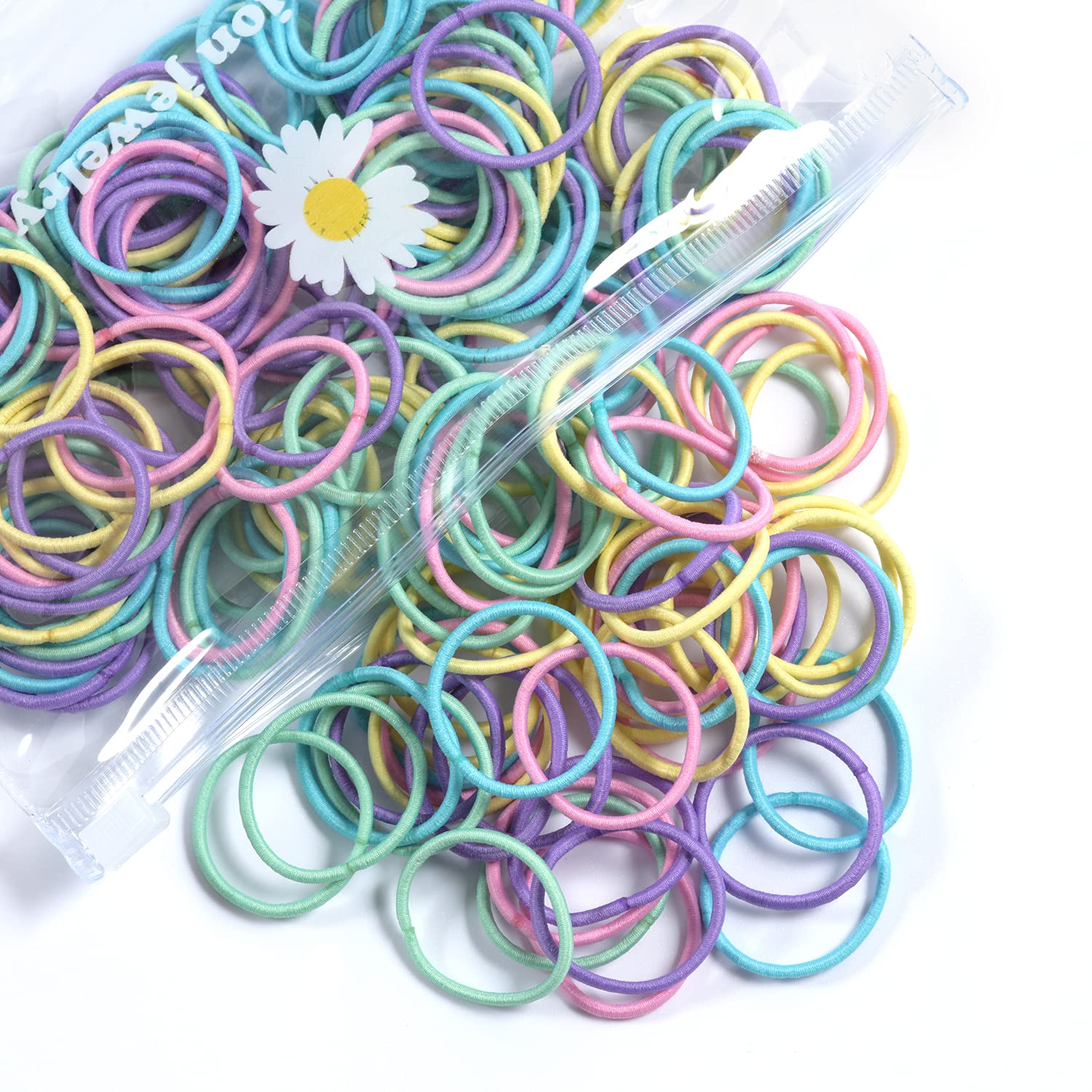 YOUXUAN front packaging showing 100 colorful hair elastics for easy styling