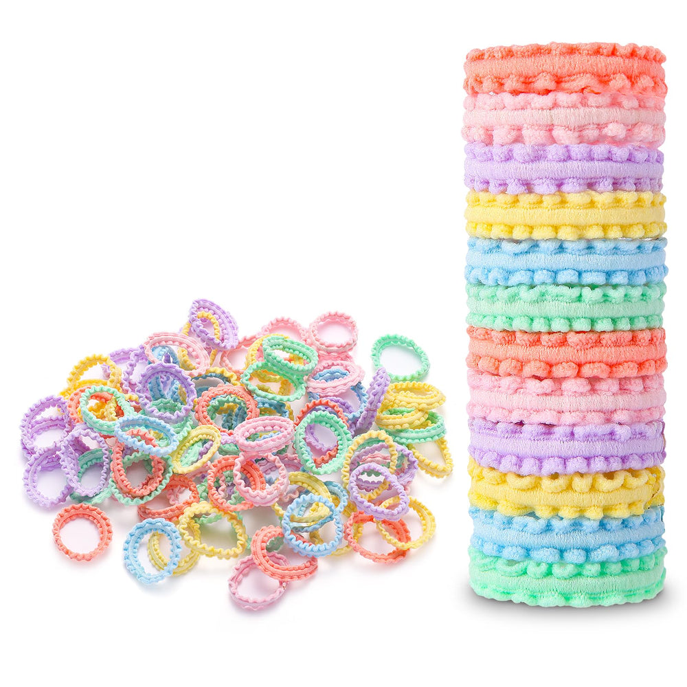 YOUXUAN front packaging showing 100 colorful mini hair ties and benefits