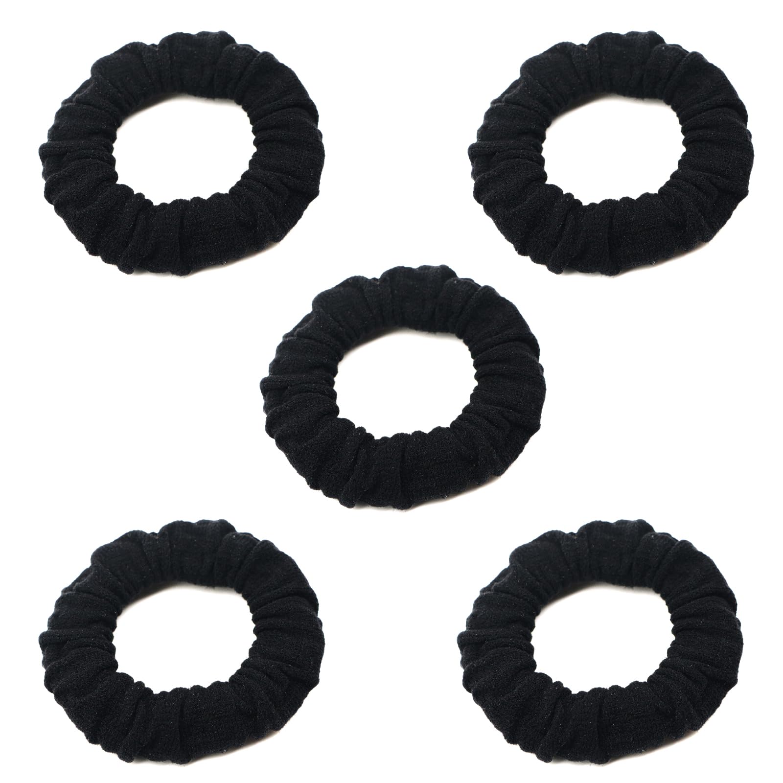 YOUXUAN ten black scrunchies arranged flat showing quantity and travel-ready benefit