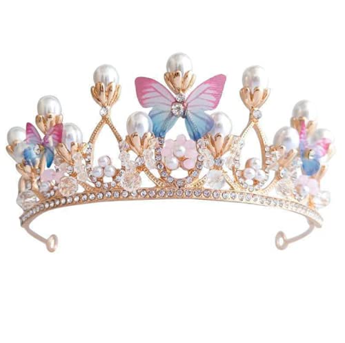 YOVECATHOU gold tiara front view showcasing regal sparkle and versatile styling