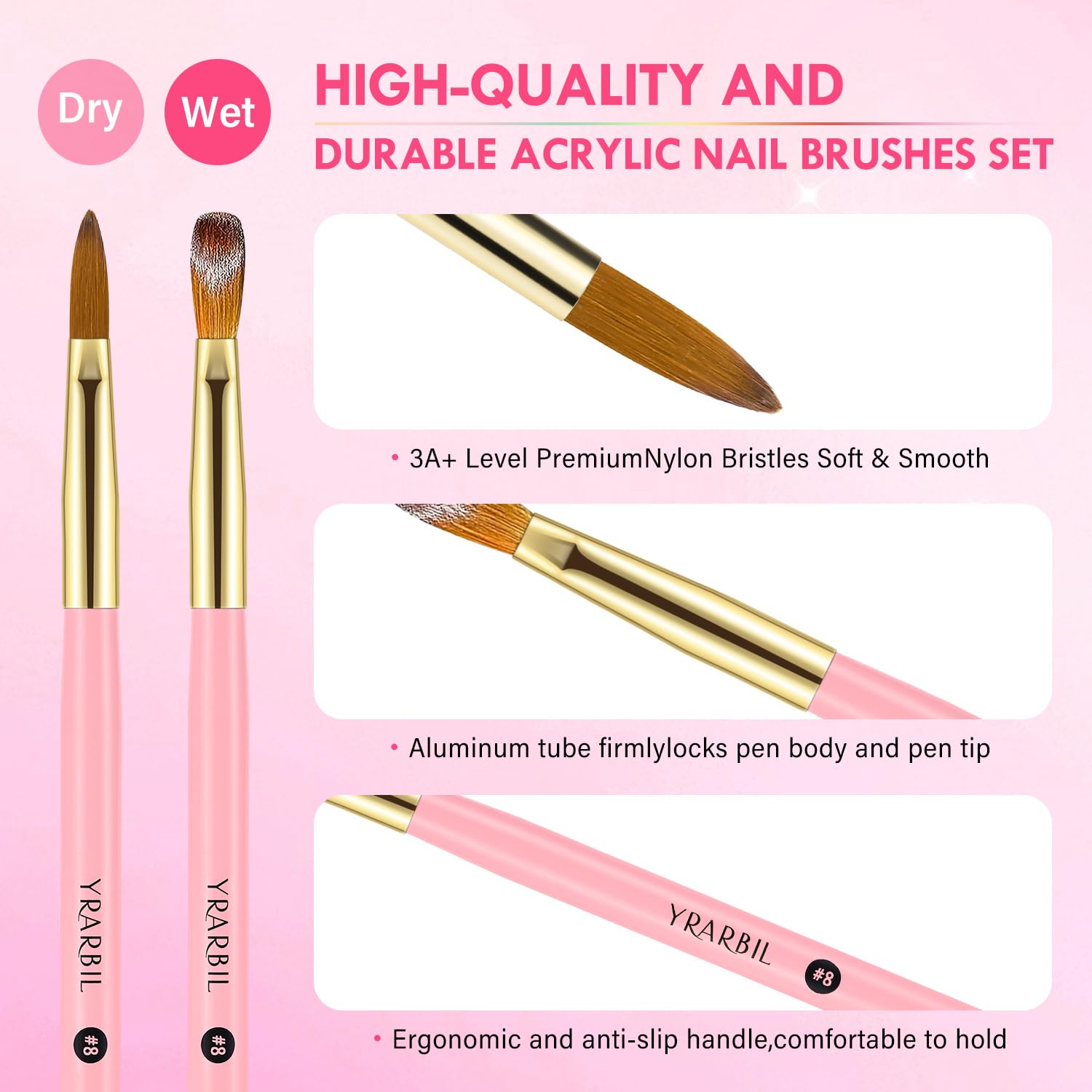Yrarbil brush applying acrylic powder to nail for accurate extension shaping