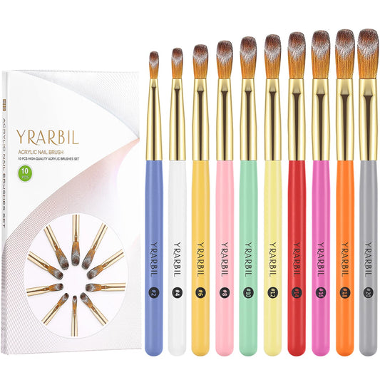 Yrarbil front packaging showing full 10-piece brush set and sizes, fast selection benefit