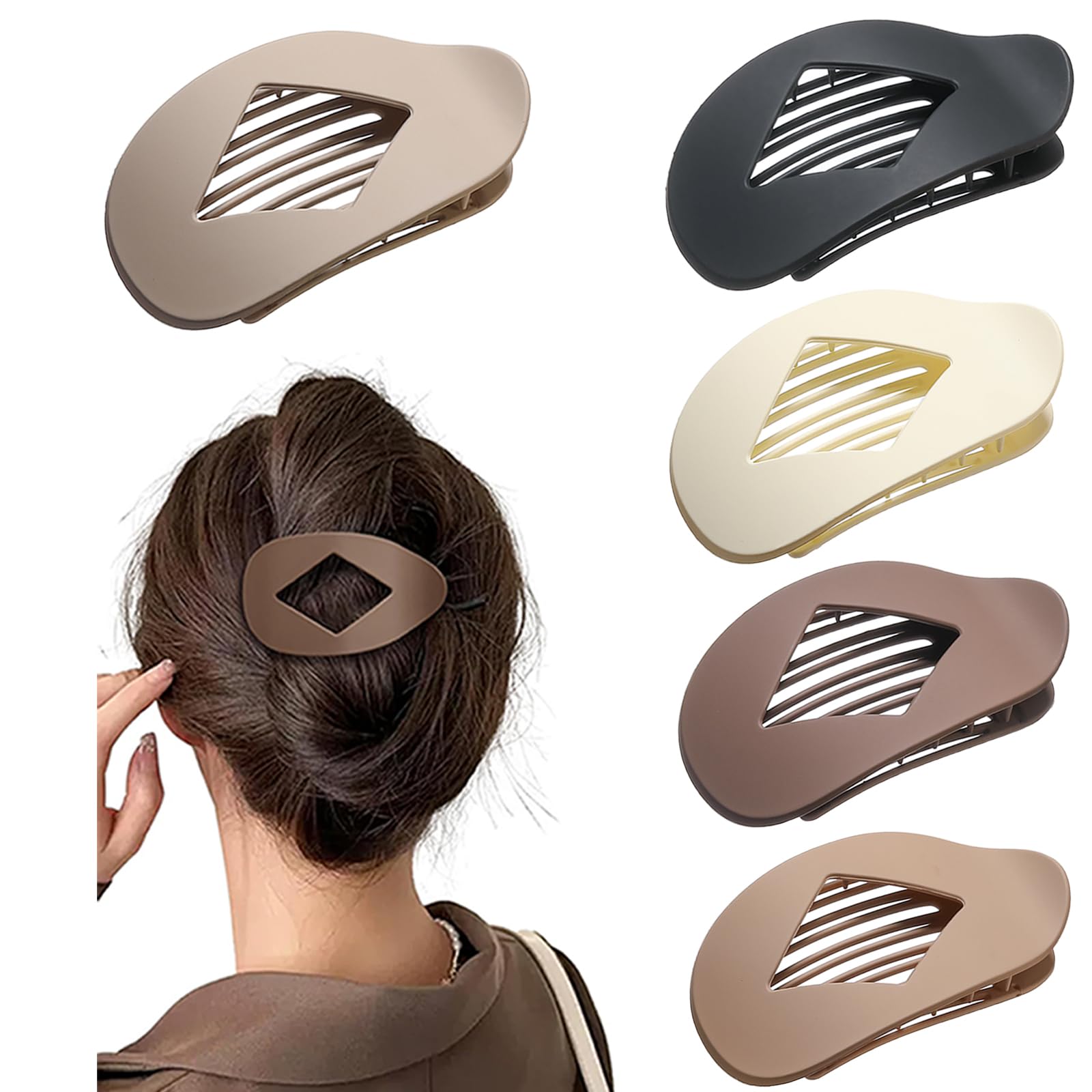 Yswulj front view showing five neutral matte clips and durable build benefit