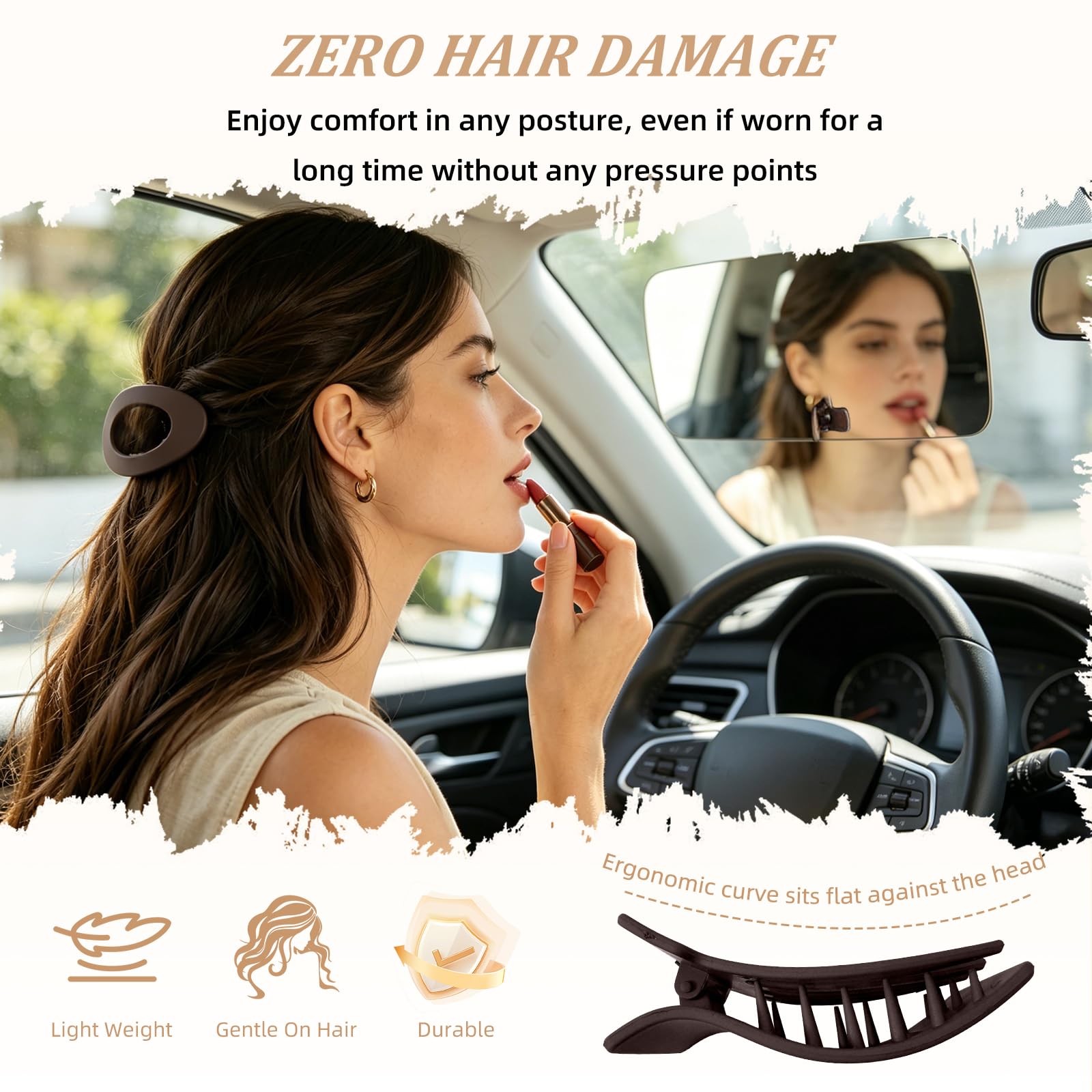 YTQDSS worn in hair half‑up style illustrating secure hold and polished look benefit