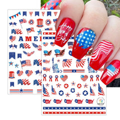 YUEJIMEIGUI stickers applied on natural nails showing instant festive manicure
