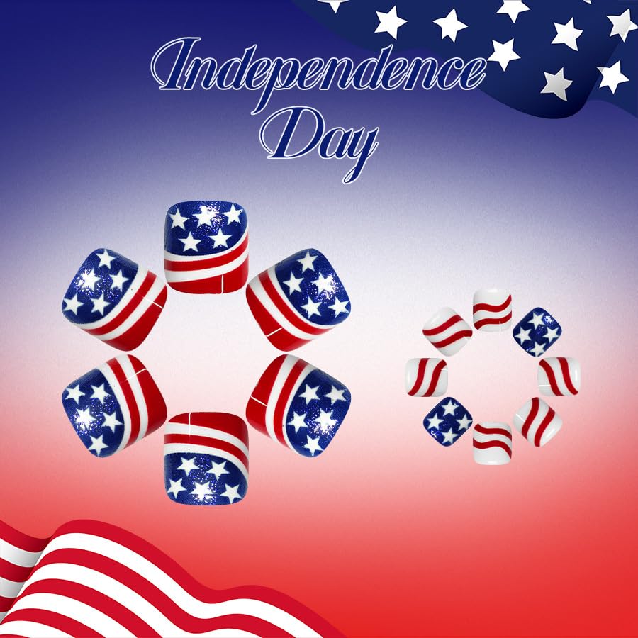 YUEJIMEIGUI spread of flag and star designs showing pattern variety and color