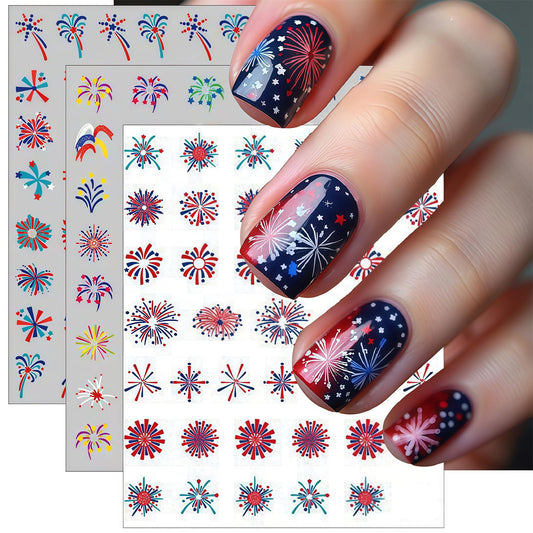 YUEJIMEIGUI front packaging showing fireworks decals and quick holiday manicure benefit