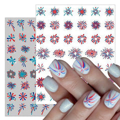 YUEJIMEIGUI applied on acrylic nails showcasing patriotic red blue designs for instant style