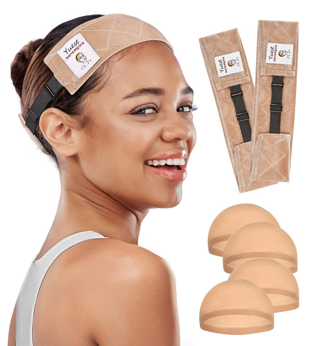 Yuest front view beige grip band showing secure non-slip fit