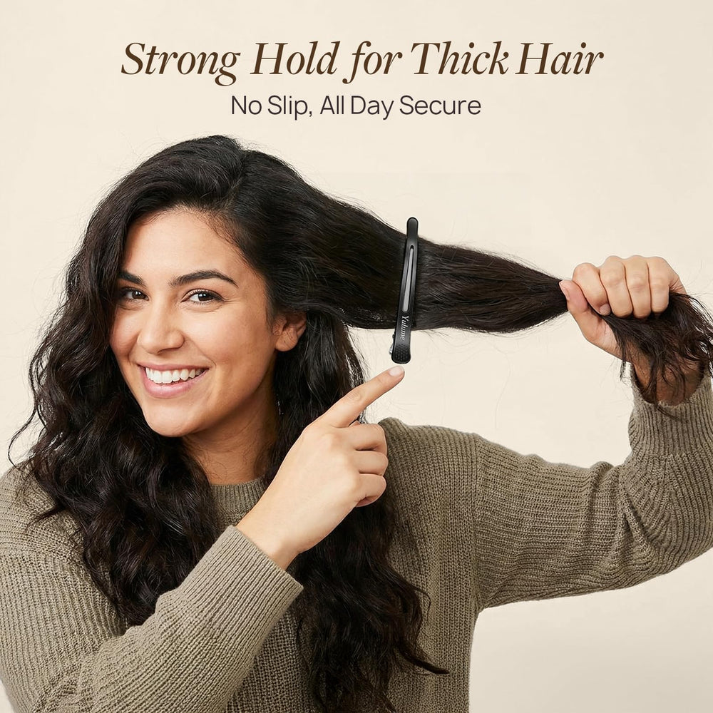 Yulume clips holding a thick hair section without sliding