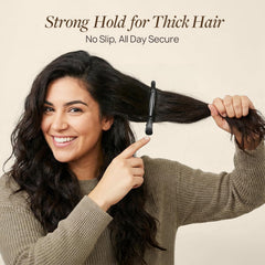 Yulume clips holding a thick hair section without sliding