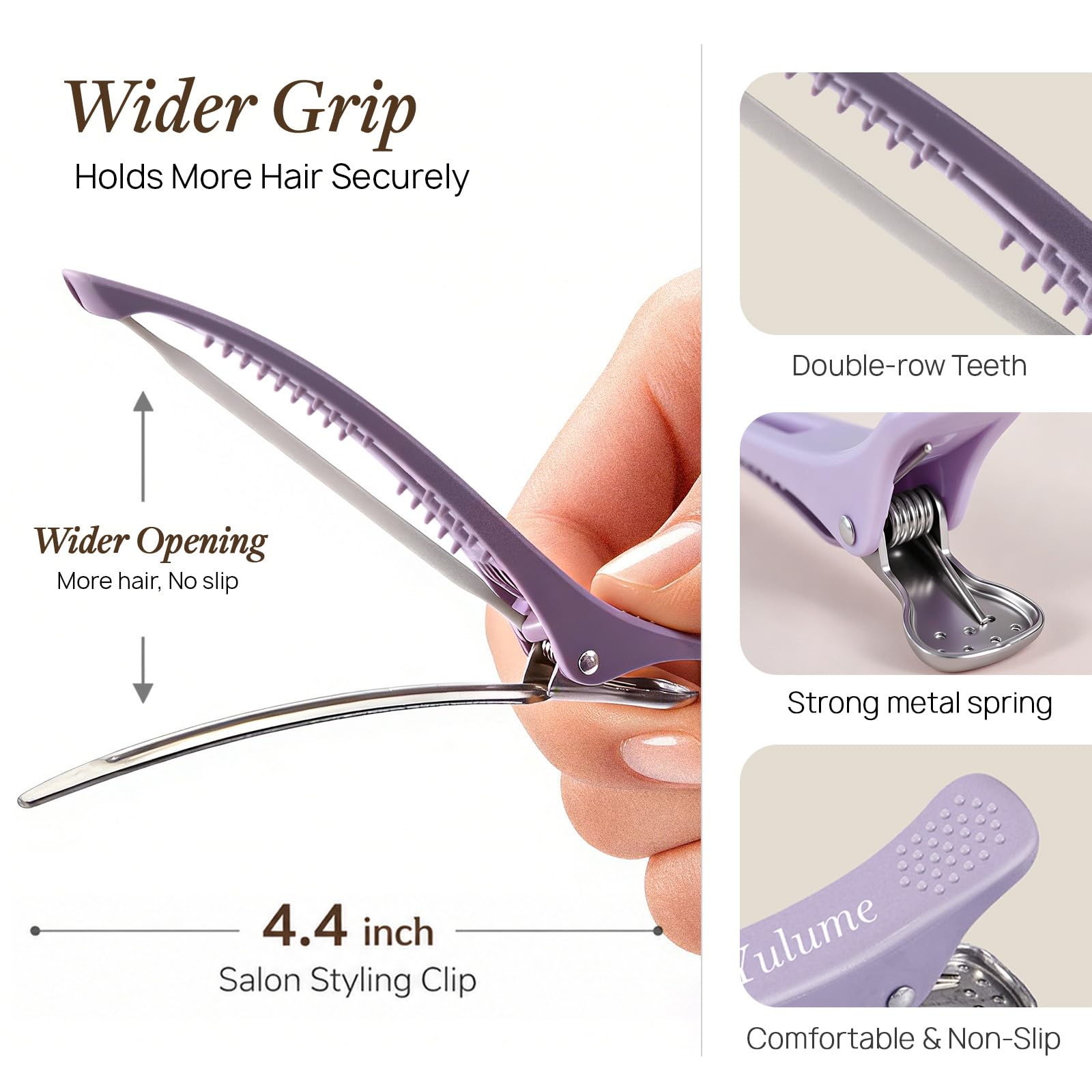 Yulume clips in use during styling for steady, hands-free hold