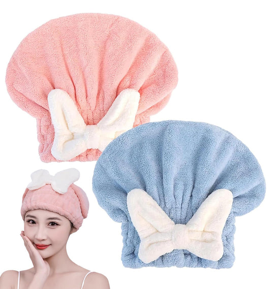 YUMINGUHC front view of two-pack turban caps shows colors and packaging benefit convenience