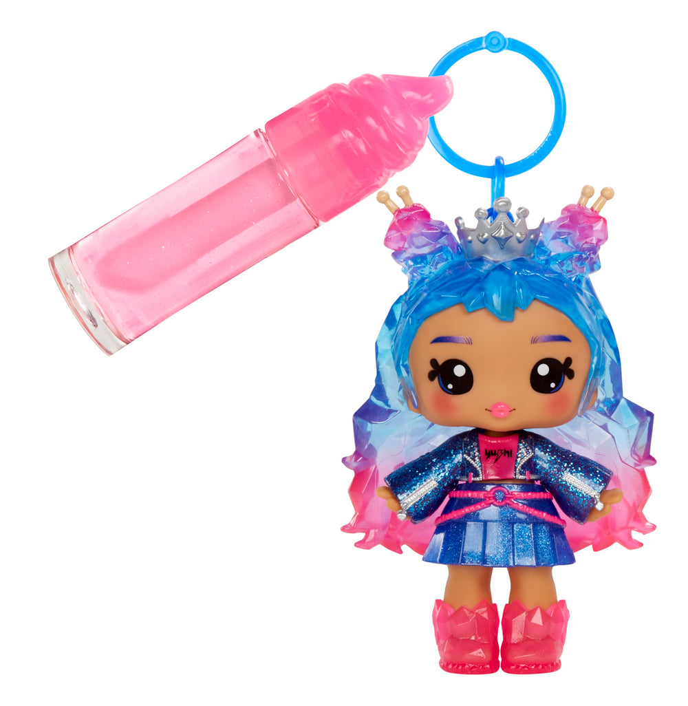 Yummiland Roxie keychain attached to backpack for on-the-go play and secure transport