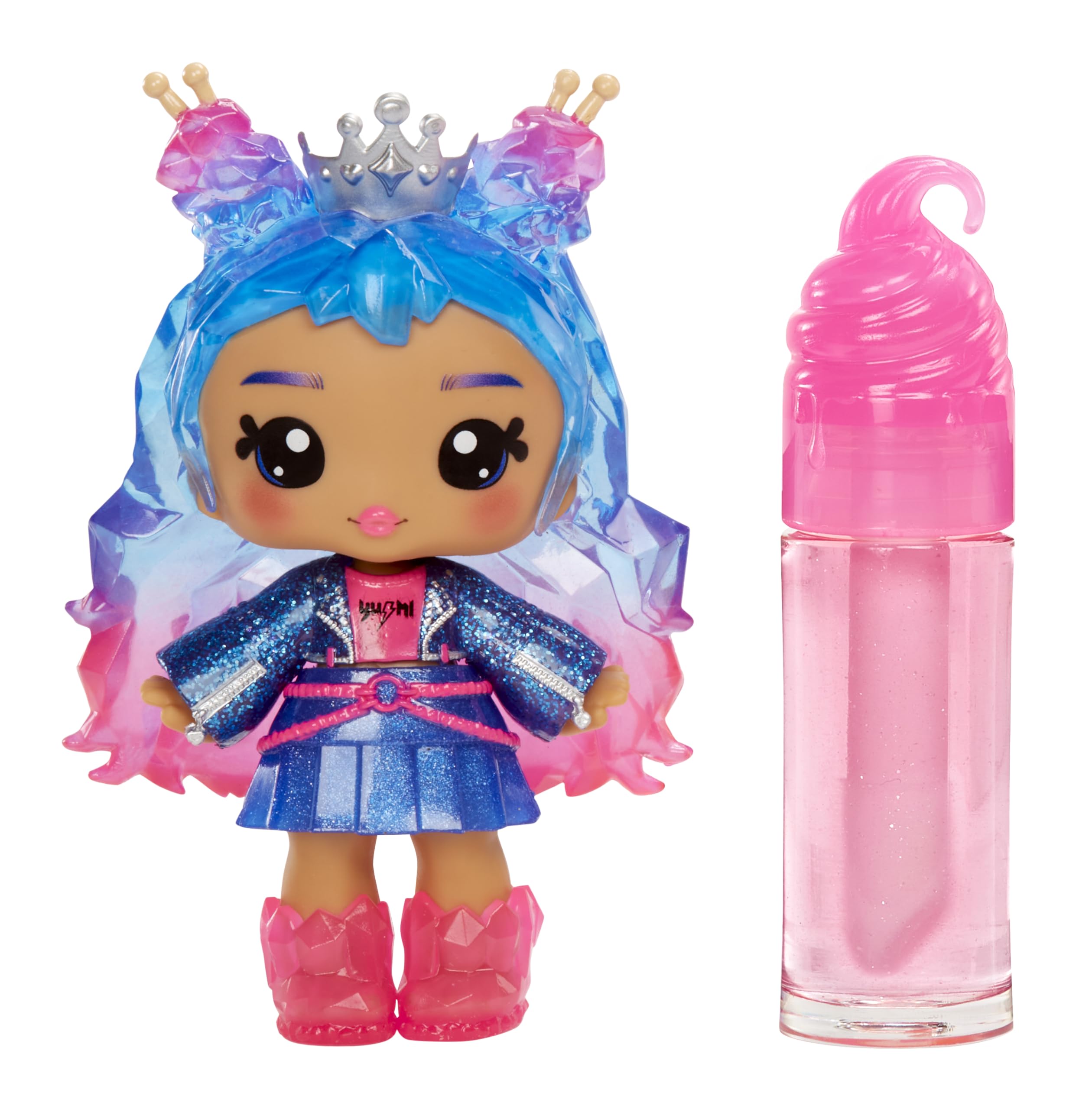 Yummiland Roxie lip gloss kit components displayed to show mixing ease and clear shimmer tube