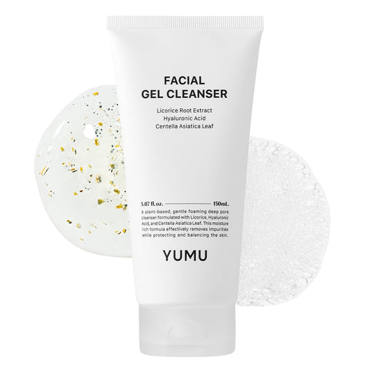 YUMU front bottle showing cleanser packaging and clear benefit