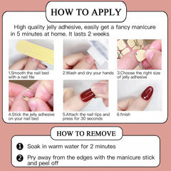 YUNEEHA in-use application with press-on nails demonstrating easy placement