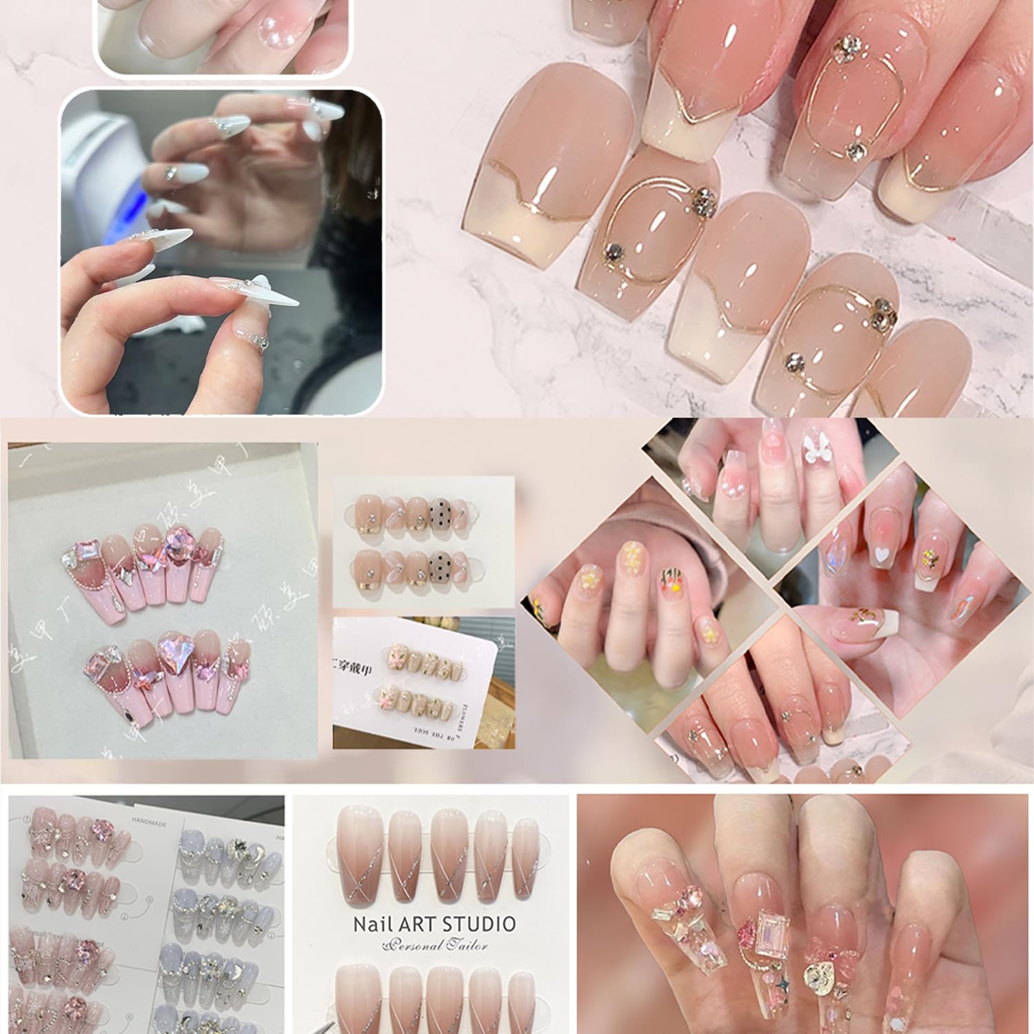 YUNEEHA lifestyle wear shot of press-on manicure showing waterproof durability