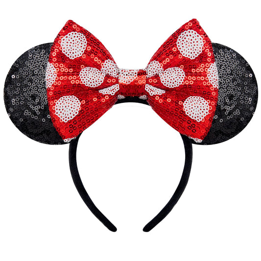 YUNISS front view showing white-dot ears and red bow, perfect photo-ready sparkle