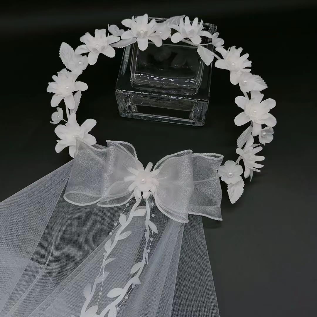 yuruyi flower crown next to hand indicating adjustable size and light weight