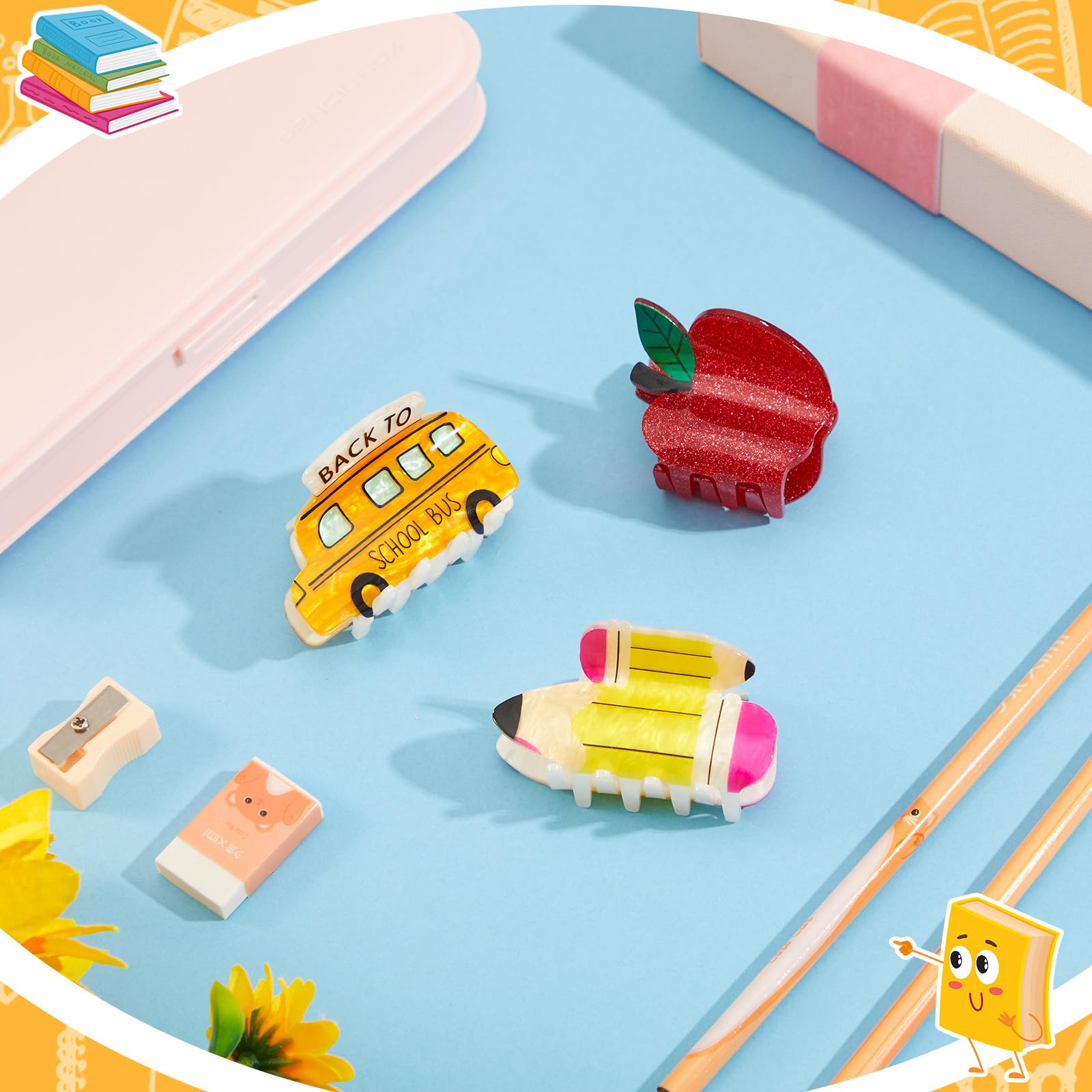 Yuxung school bus claw clip securing a half-up hairstyle showing reliable hold for daily wear