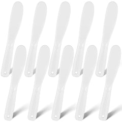 Yuxung front view of ten white spatulas showing clean packaging and convenience