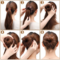 Yuxung bun donut styled in a professional office updo, polished appearance benefit