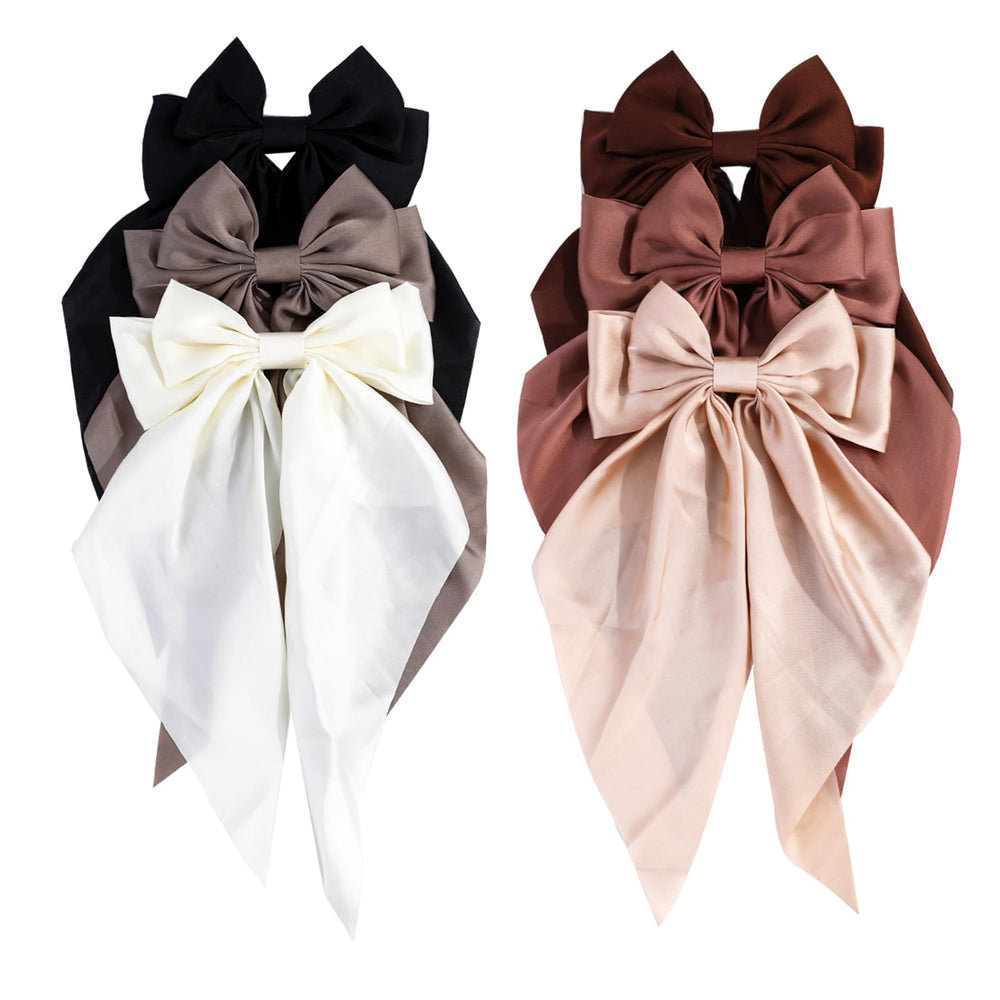 YWAOAIJD front view of six brown satin bows showing neat arrangement and visual appeal