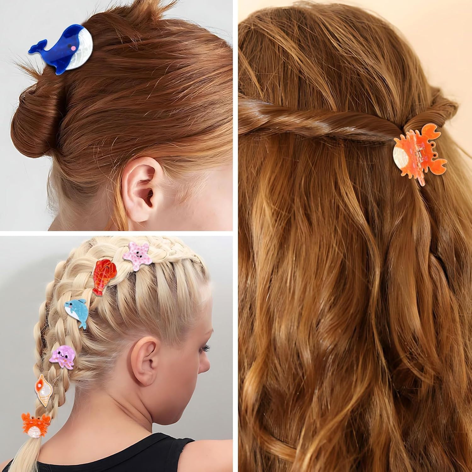 YYKITCHEN trio clipped to a braid, decorative accents that enhance hairstyles
