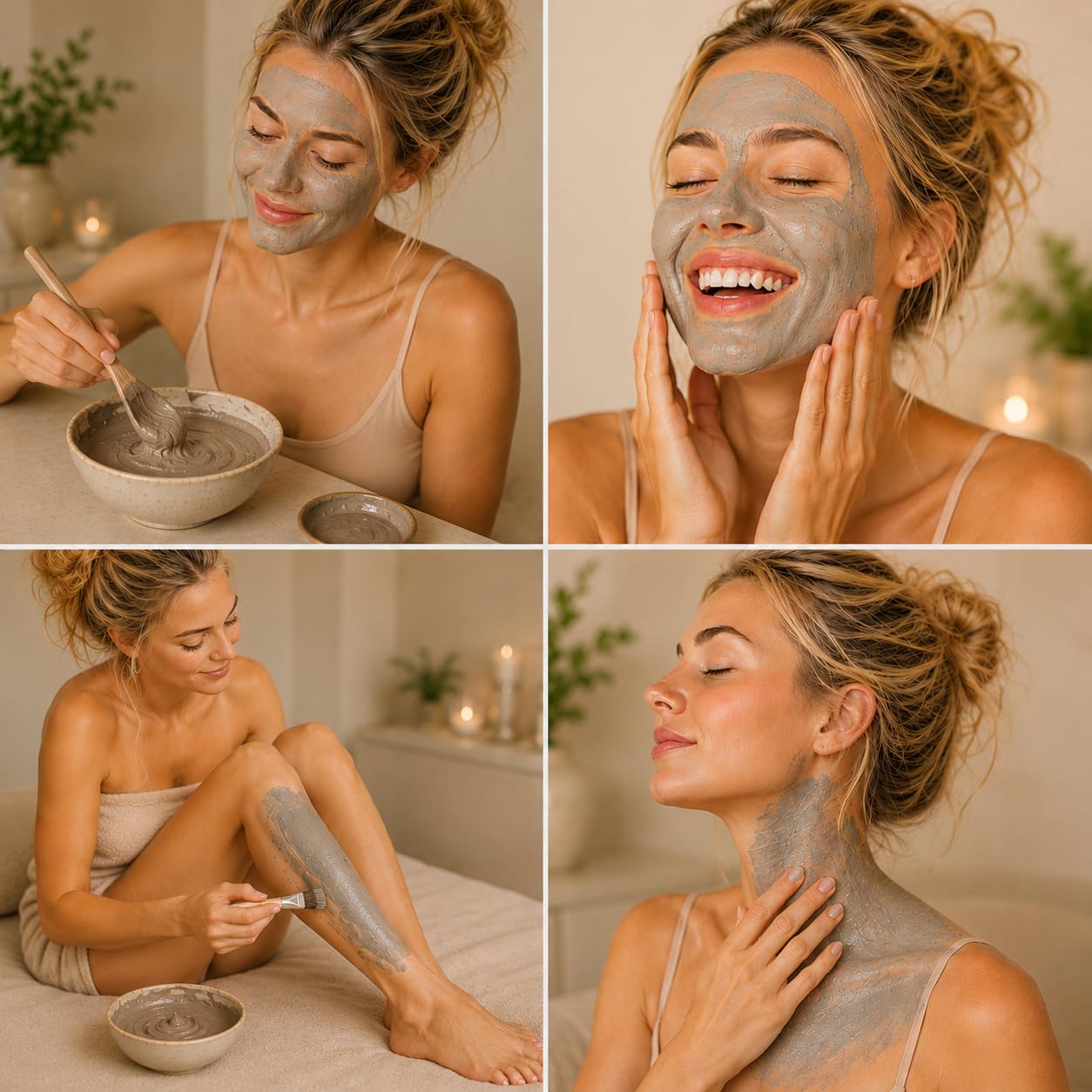 Zakia's Morocco clay in a serene bathroom setting, promotes ritual self-care use