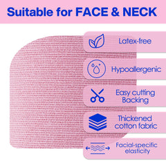 zancony tape on neck and jawline showing lifting support and contouring