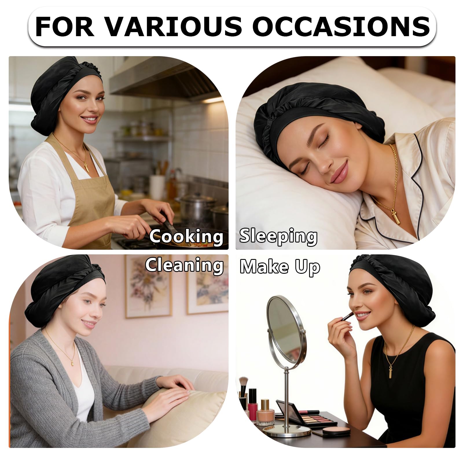 ZANSHI bonnet in bedside lifestyle setting showing overnight hair preservation benefit