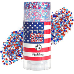 ZARICS glitter stick front packaging showing patriotic red white blue design and easy use