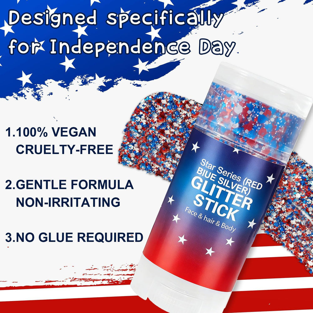 ZARICS hair highlighted with red white blue glitter showing bold effect