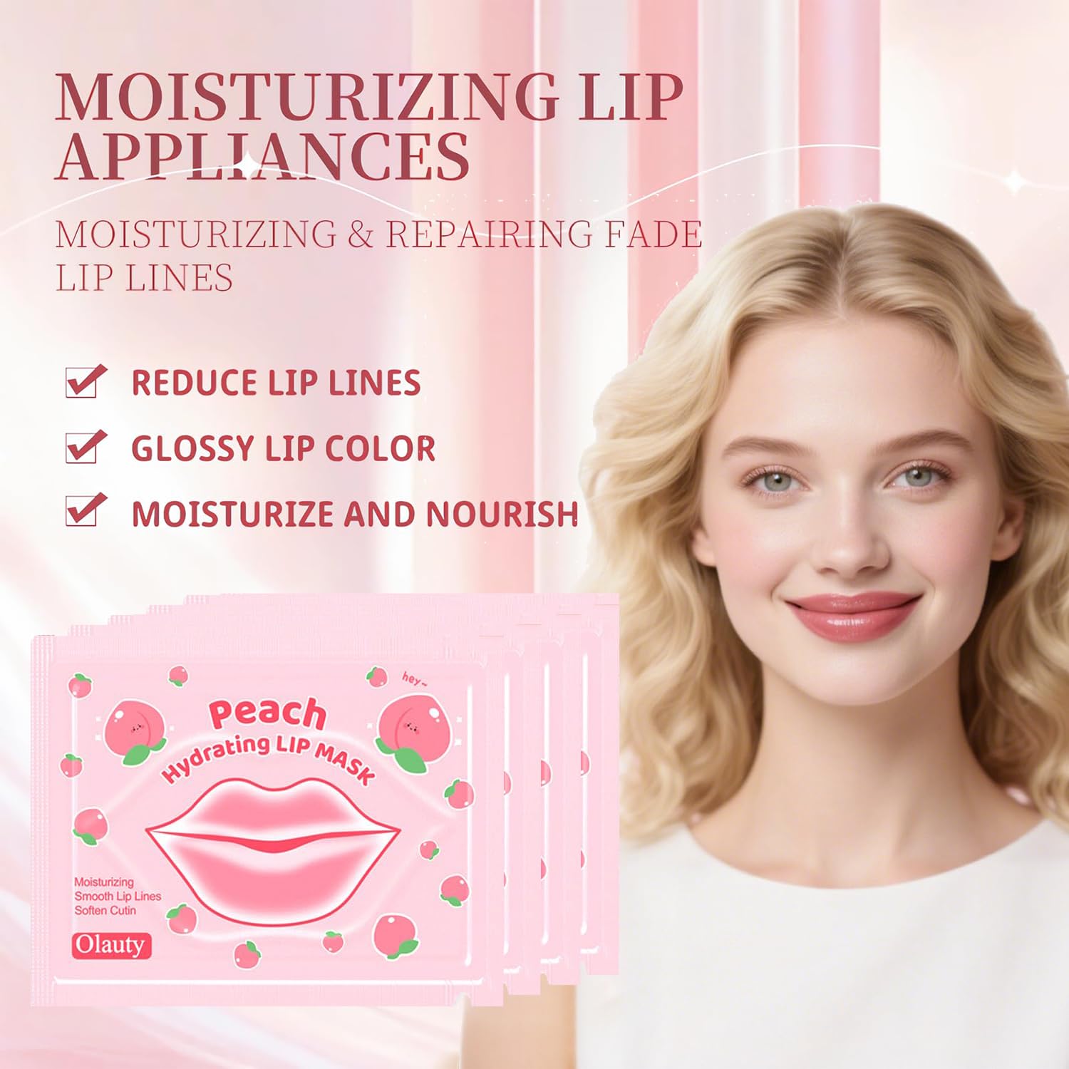 ZARICS close-up of pink collagen lip patch highlighting hydrating effect