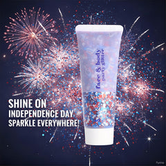 ZARICS glitter on outfit in lifestyle shot adding patriotic sparkle and style