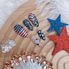 ZASKHLD detailed American flag nail artwork showing crisp stars and stripes